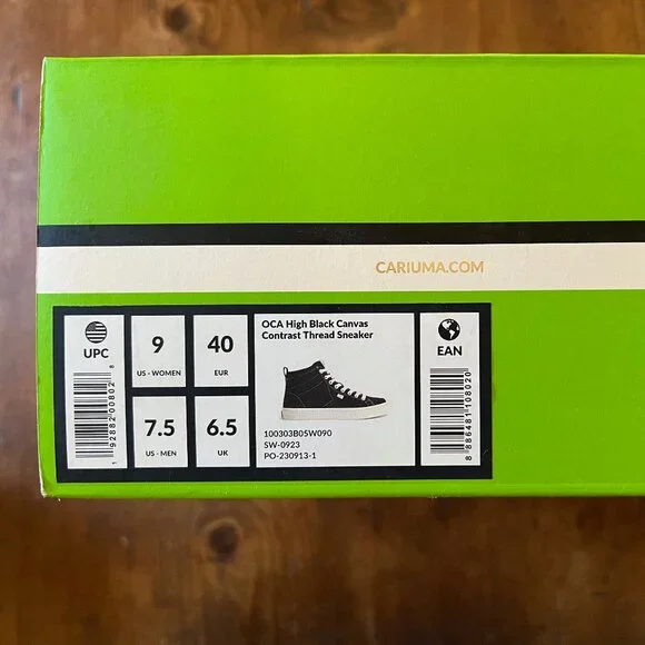 NWT Cariuma OCA High Washed Black Canvas Contrast Thread Sneaker / Womens 9 (40) - Picture 2 of 4